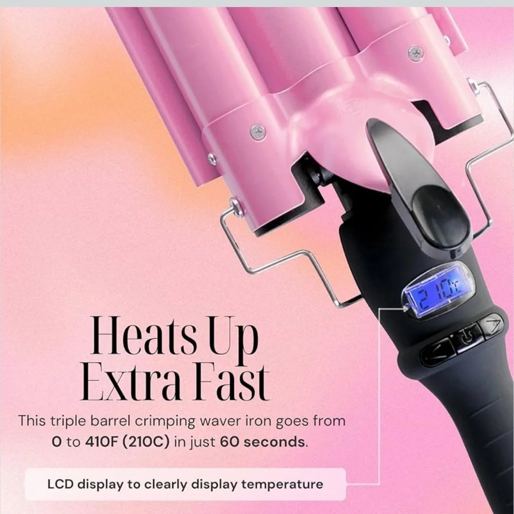 Three Barrel Curling Iron Wand Hair Waver - Picture 8 of 9